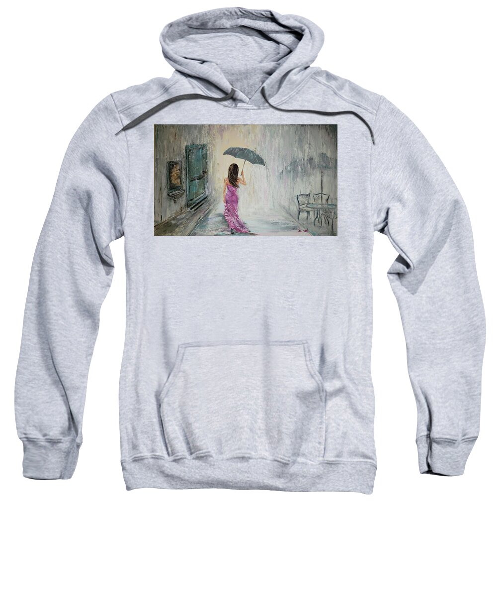 Girl Sweatshirt featuring the painting In the rain by Sunel De Lange
