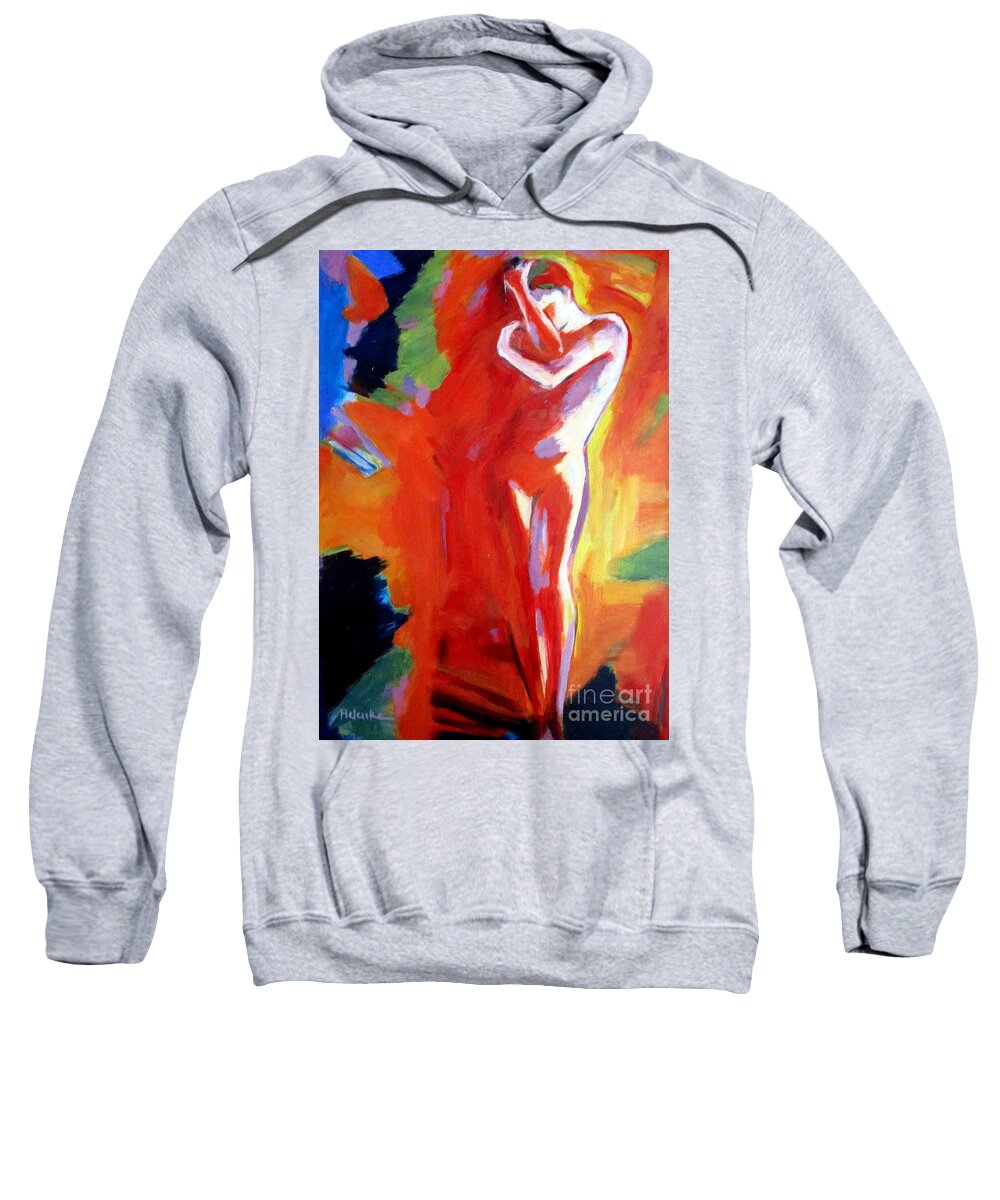 Nude Figures Sweatshirt featuring the painting Inner reflections by Helena Wierzbicki