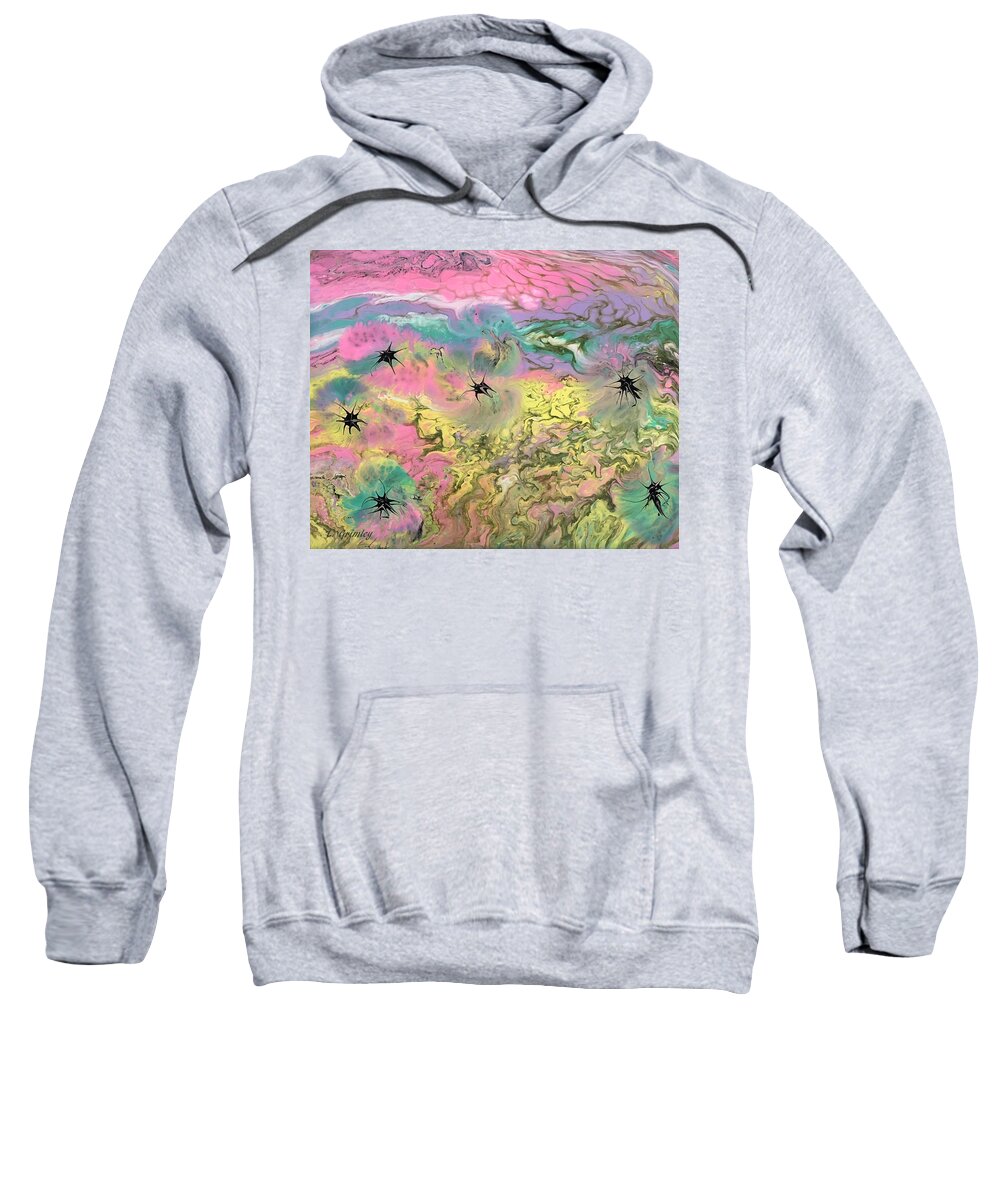 Abstract Sweatshirt featuring the painting Invasion of the Cockleburrs by Lessandra Grimley