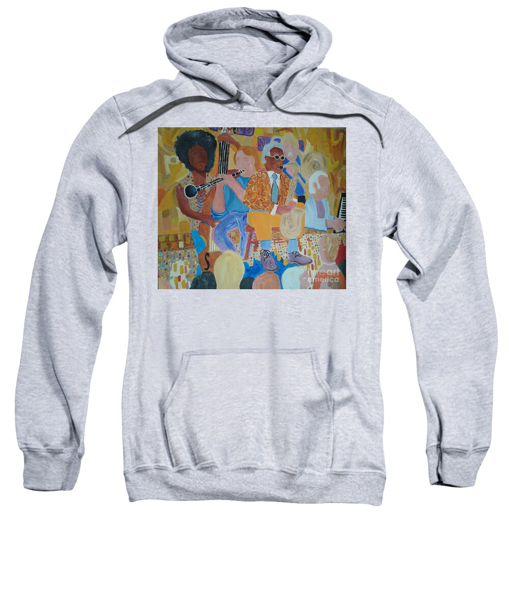 Jazz Sweatshirt featuring the painting Jazz Band by Rodger Ellingson
