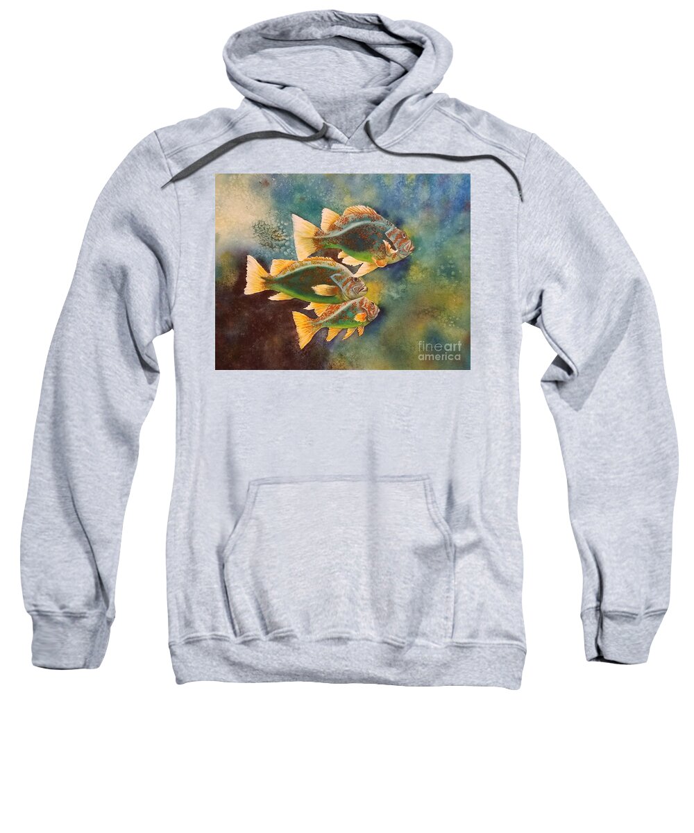 Rock Fish Sweatshirt featuring the painting Just keep swimming by Lisa Debaets