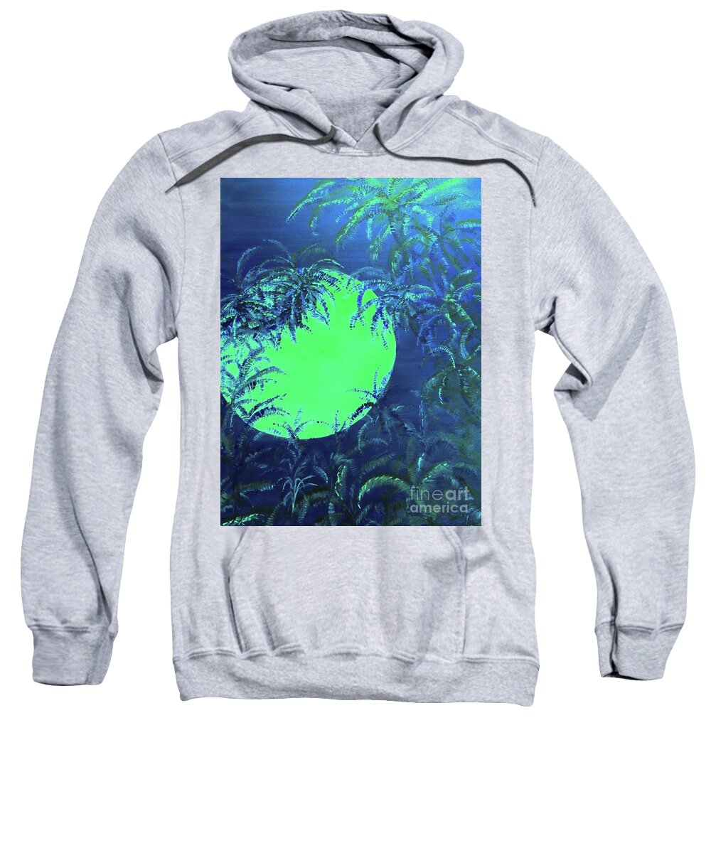 Moon Sweatshirt featuring the painting Kilauea Vog Moon by Michael Silbaugh