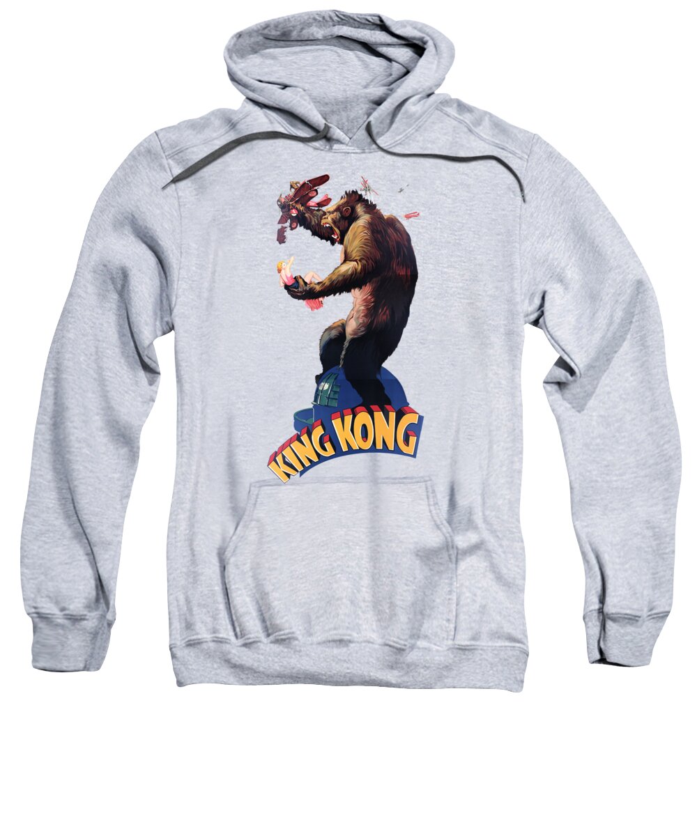 King Kong Sweatshirt featuring the digital art King Kong Retro Movie Poster by Filip Schpindel