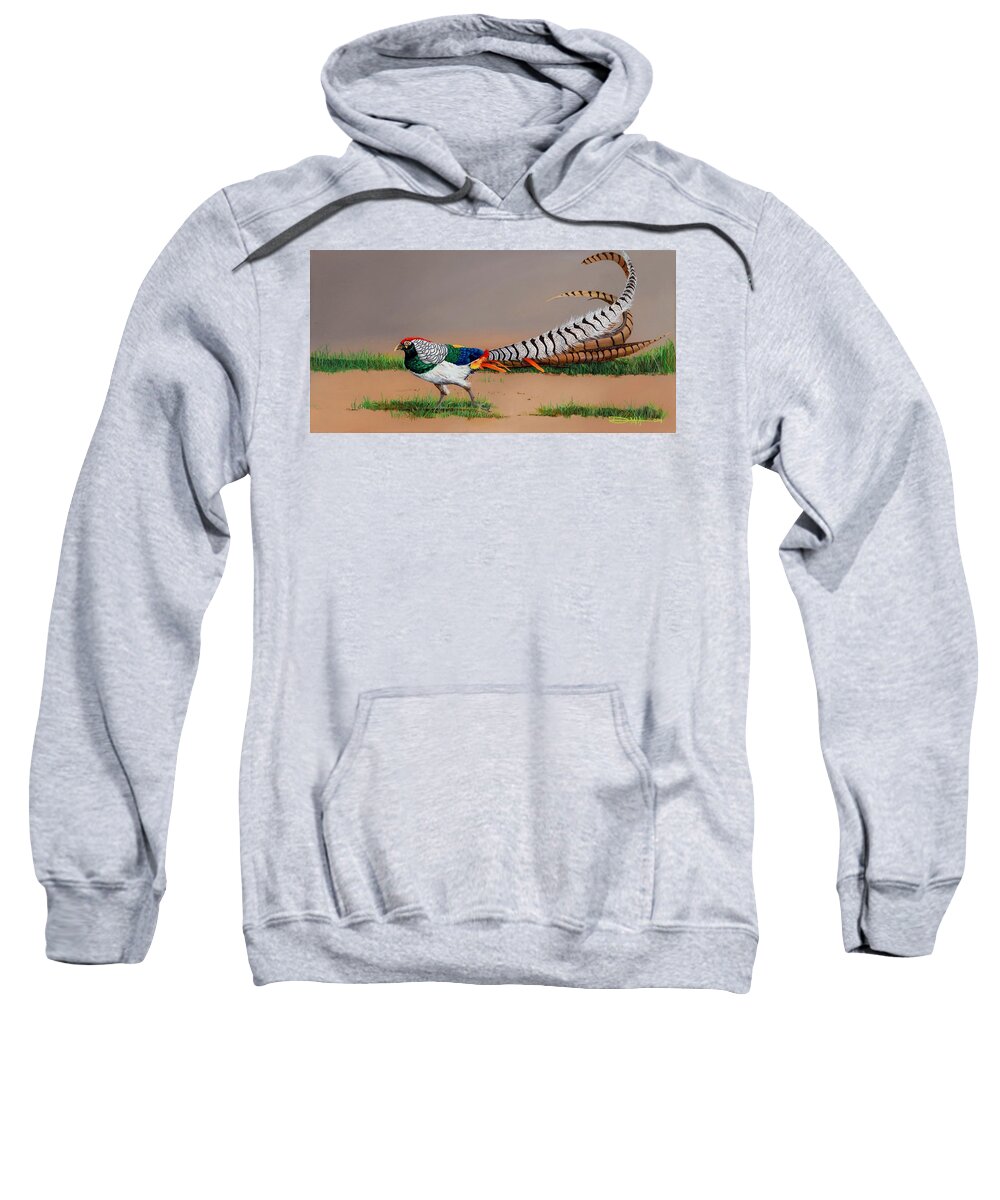 Birds Sweatshirt featuring the painting Lady Amherst Pheasant by Dana Newman