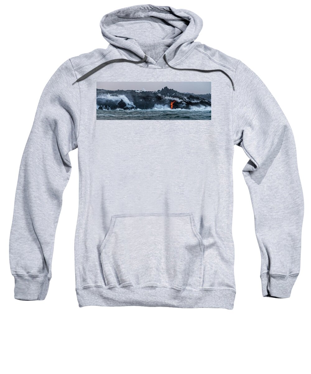 Lava Sweatshirt featuring the photograph Lava Entering the Sea III by William Dickman