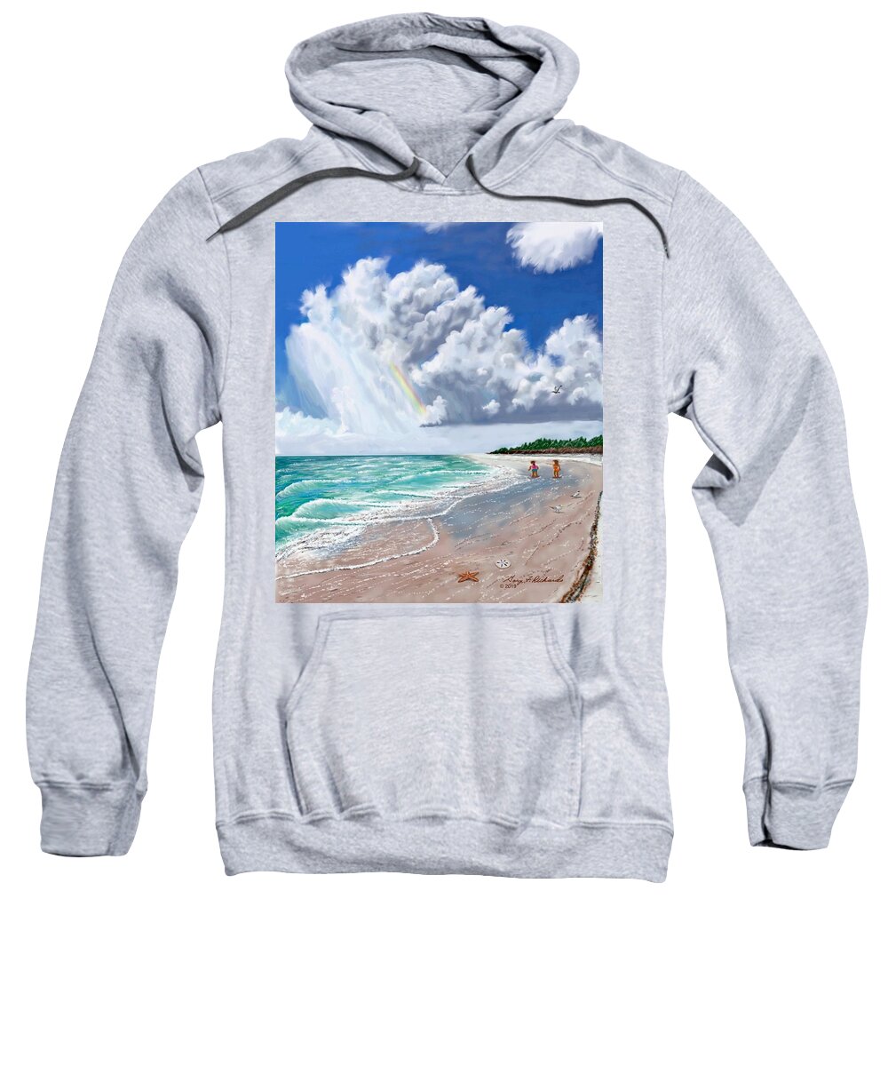 Lido Key Sweatshirt featuring the digital art Lido Key Beach Thunderstorm 2017 by Gary F Richards