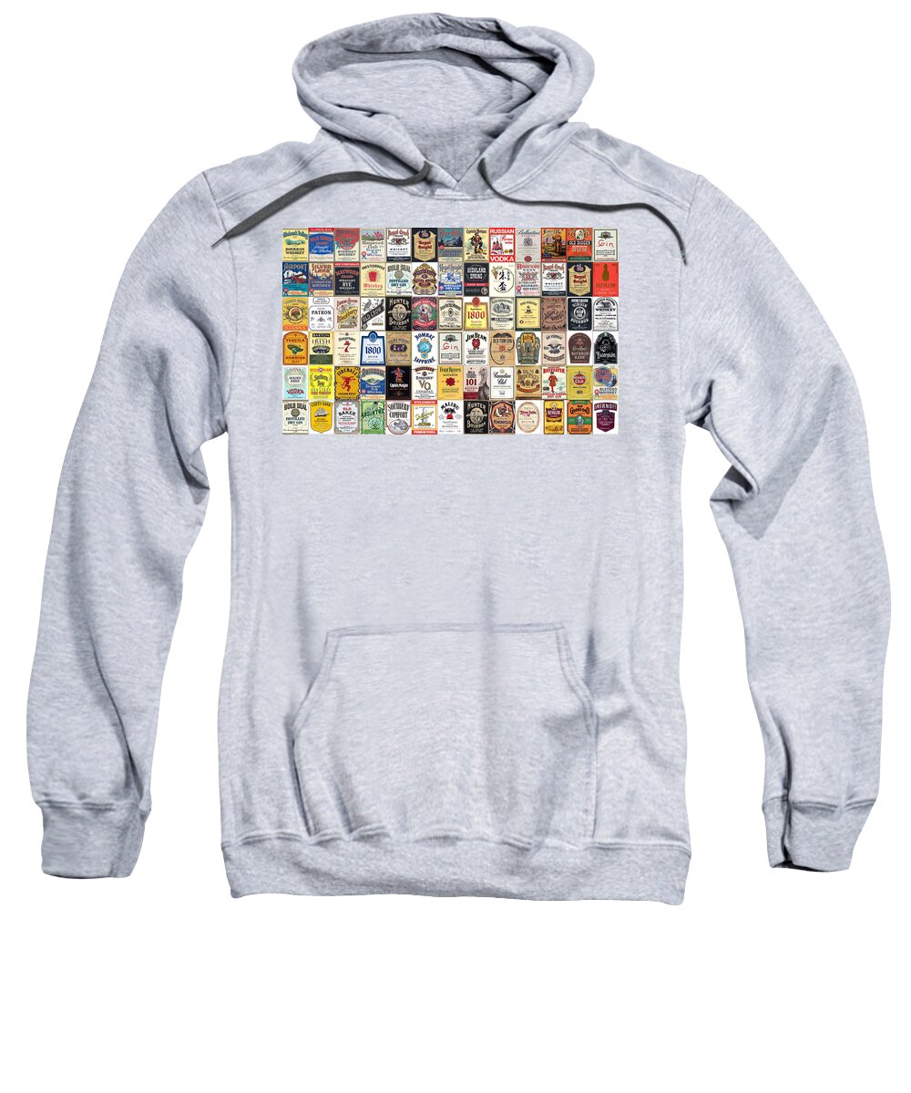 Liquor Labels Sweatshirt featuring the digital art Liquor Label Art by Pheasant Run Gallery