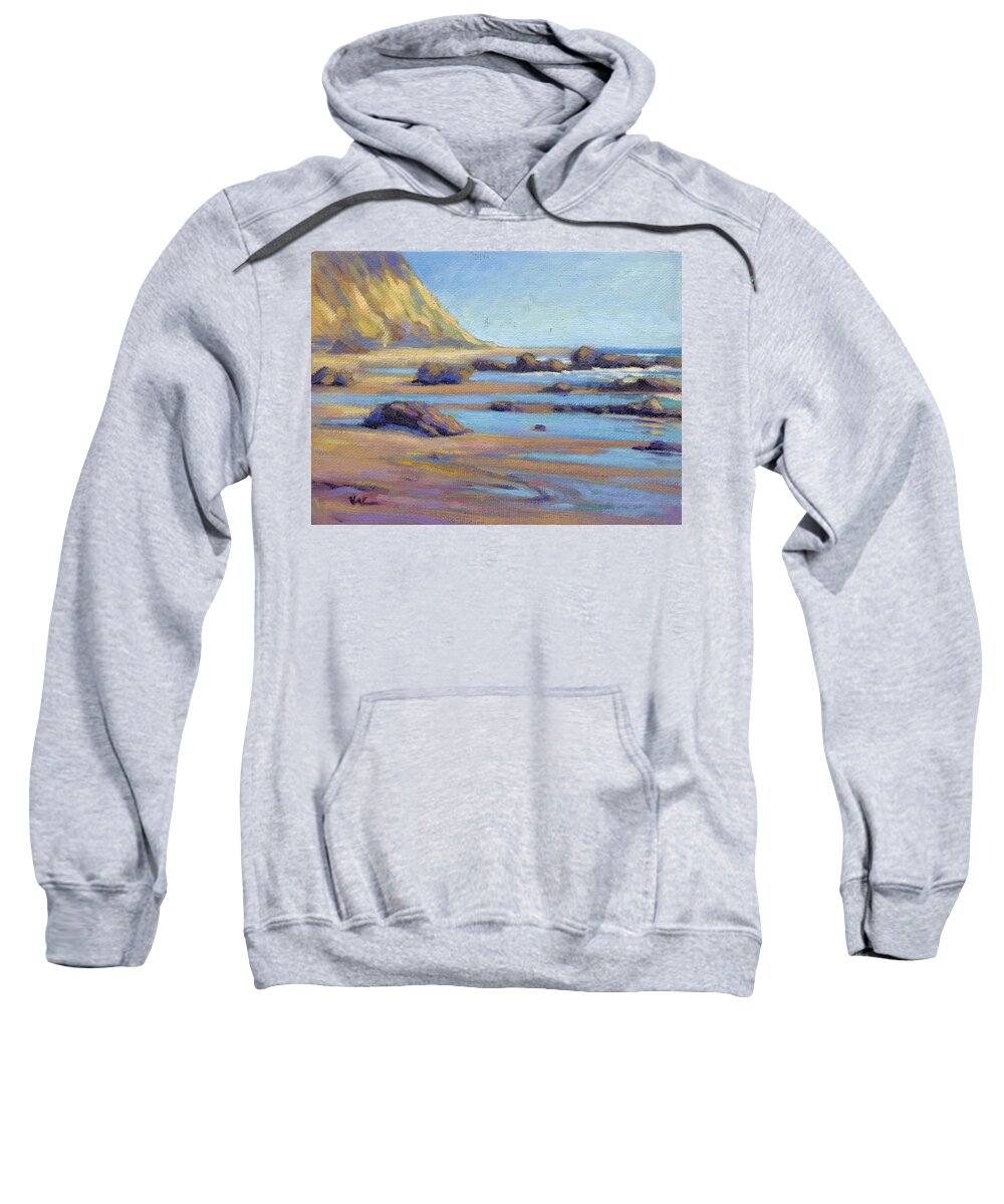 Crystal Cove State Park Sweatshirt featuring the painting Low Tide at Crystal Cove by Konnie Kim