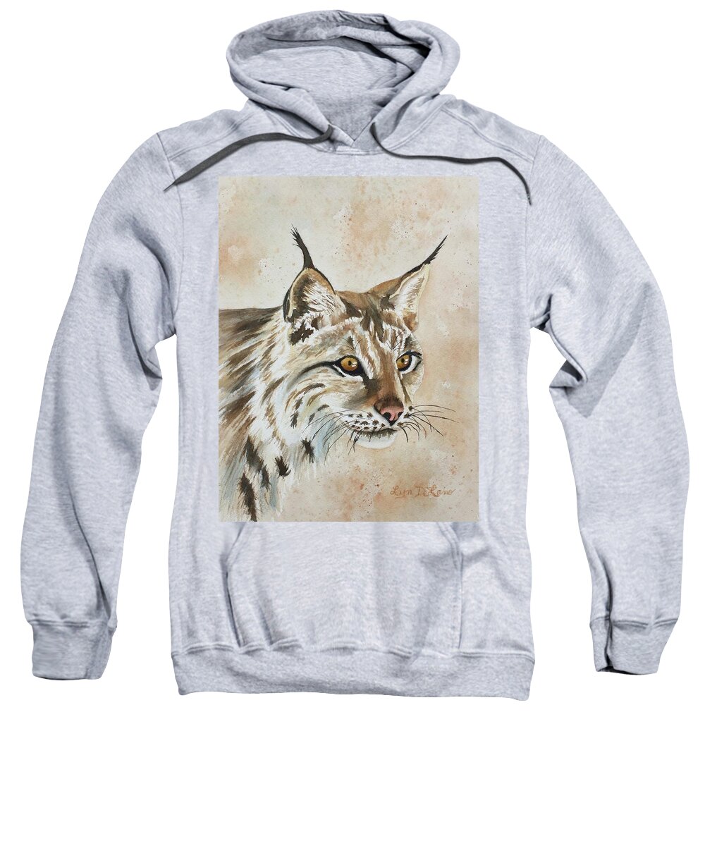 Lynx Sweatshirt featuring the painting Lynx by Lyn DeLano