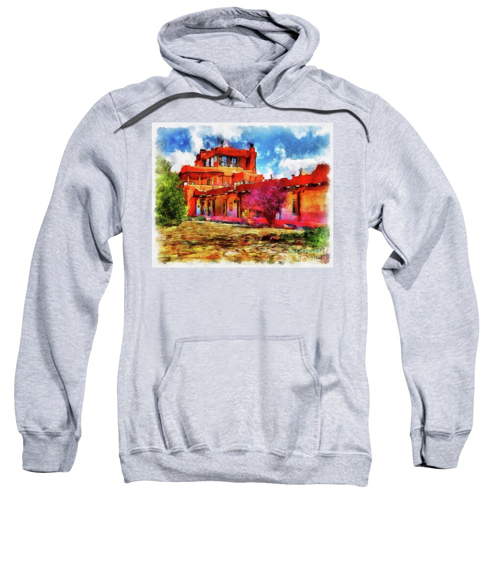 Santa Sweatshirt featuring the painting Mabel's courtyard in aquarelle by Charles Muhle