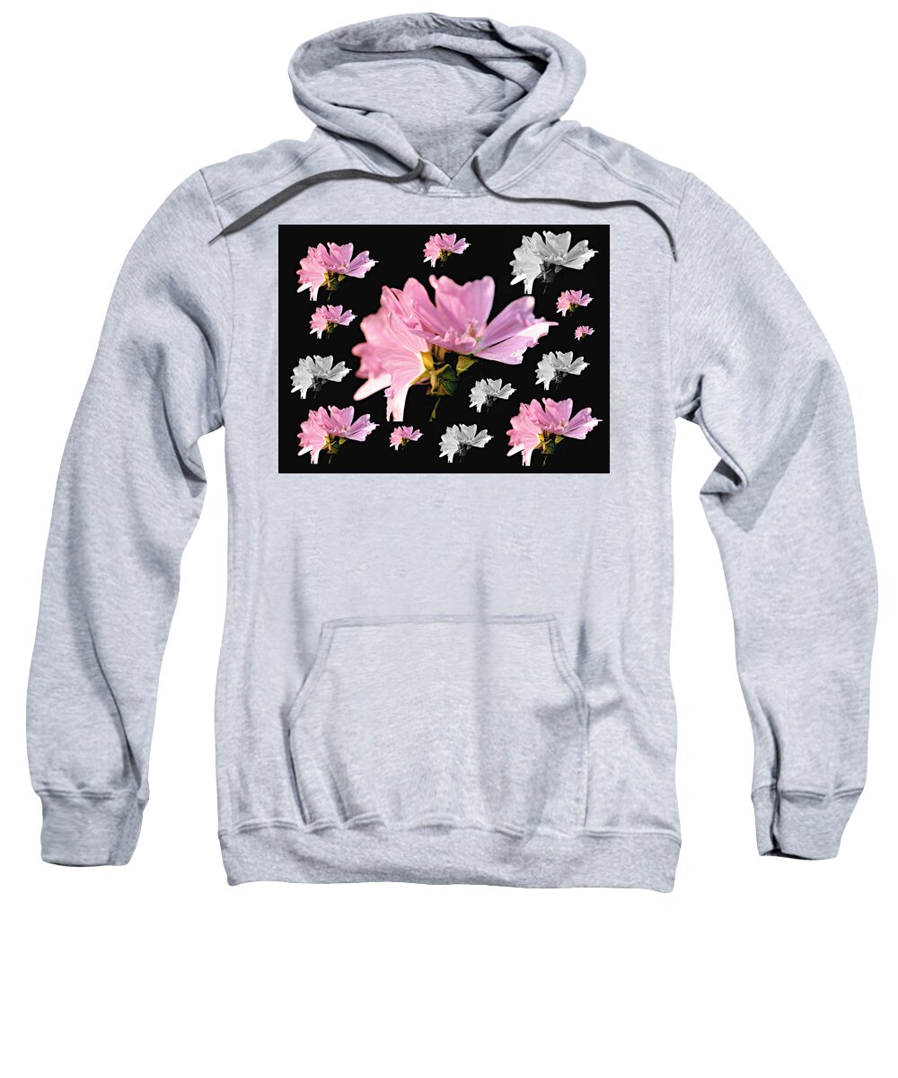 Pink Flowers Sweatshirt featuring the photograph Mallow Bouquet Digital Collage by Mike McBrayer