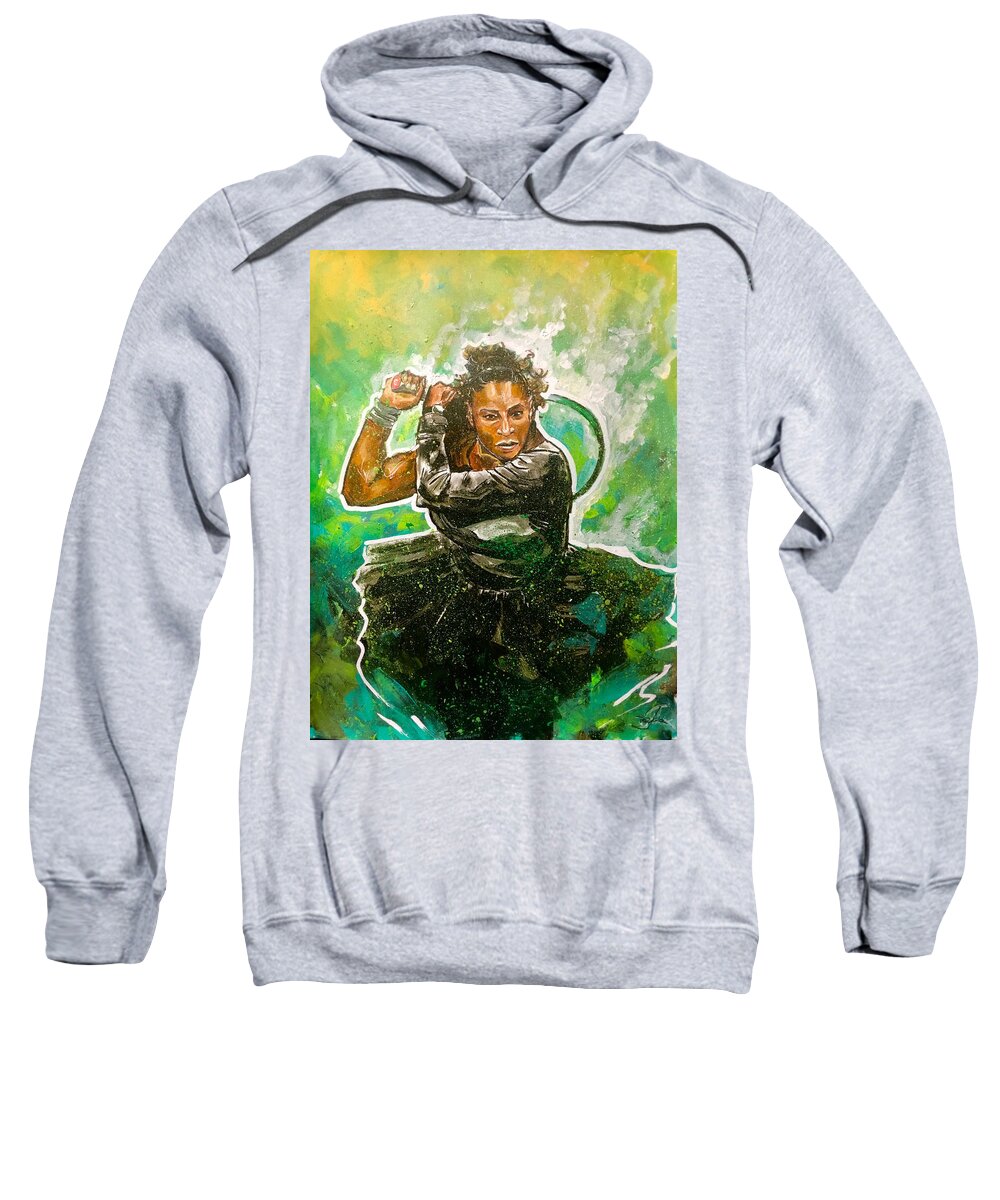 Serena Williams Sweatshirt featuring the painting Mama Said Knock You Out by Joel Tesch