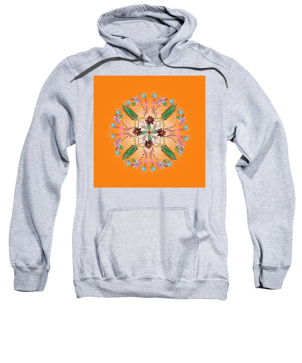 Mandala Sweatshirt featuring the digital art Mandala flowering series#1. Orange by Elena Kotliarker