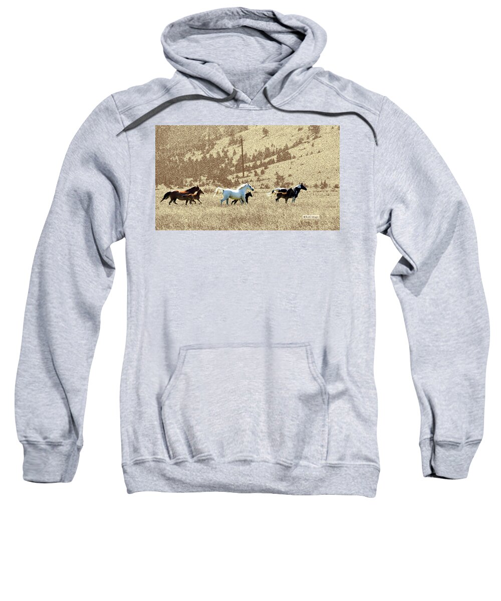 Horses Sweatshirt featuring the photograph Mares and Foals Running by Kae Cheatham