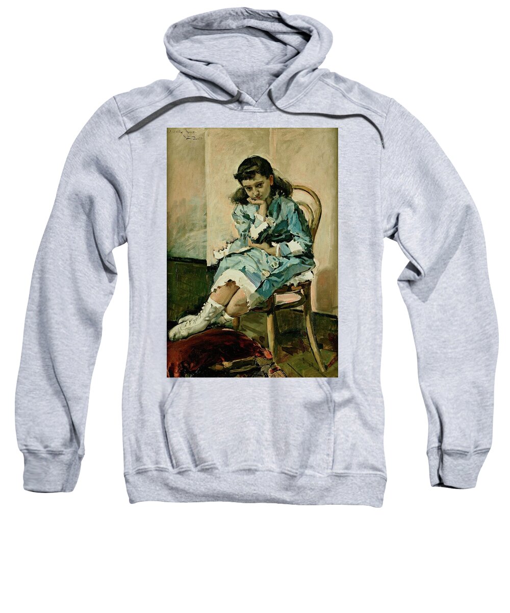 Oil On Canvas Sweatshirt featuring the painting 'Maria Guerrero as a Girl', 1878, Spanish School, Oil on canvas, 89 cm x ... by Emilio Sala Frances -1850-1910-