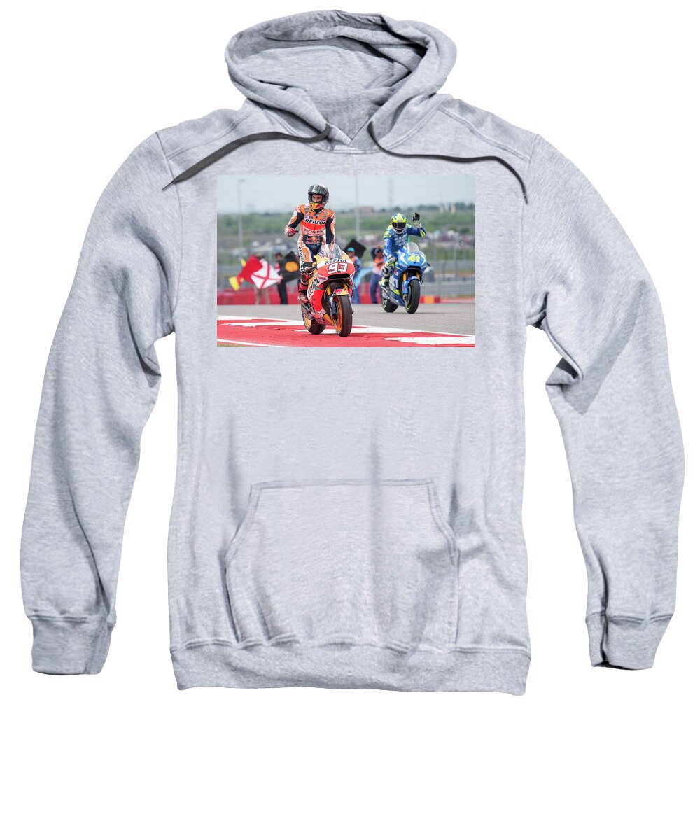 2016 Sweatshirt featuring the photograph Marquez Victory Lap by Dave Wilson