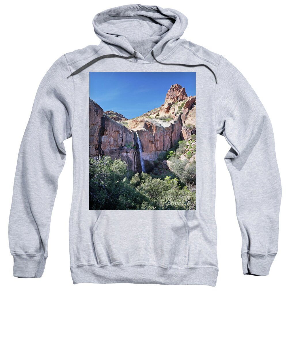 Mountain Sweatshirt featuring the photograph Massacre Trail Waterfall by Martin Konopacki