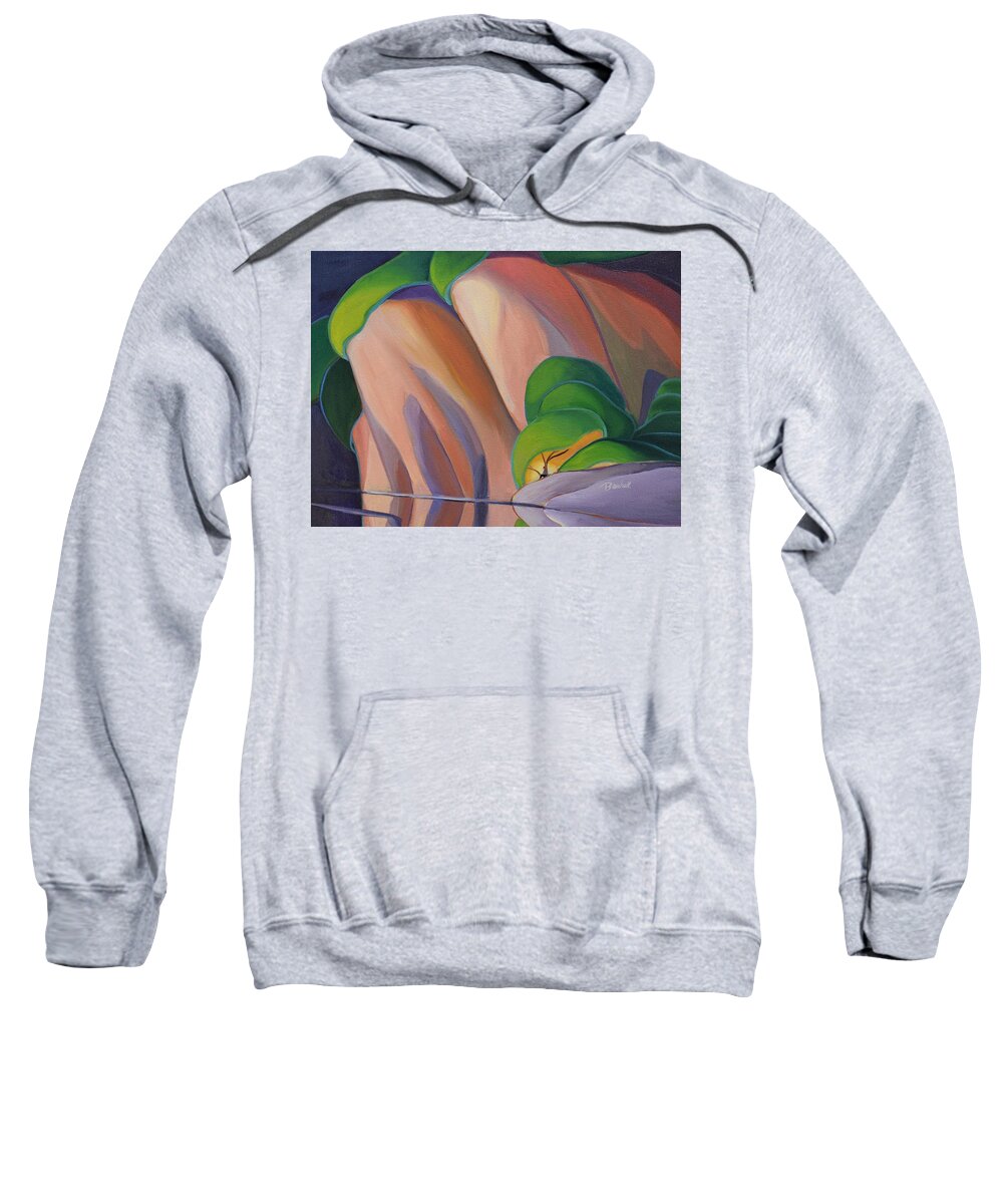 Mazinaw Rock Sweatshirt featuring the painting Mazinaw Rock II by Barbel Smith