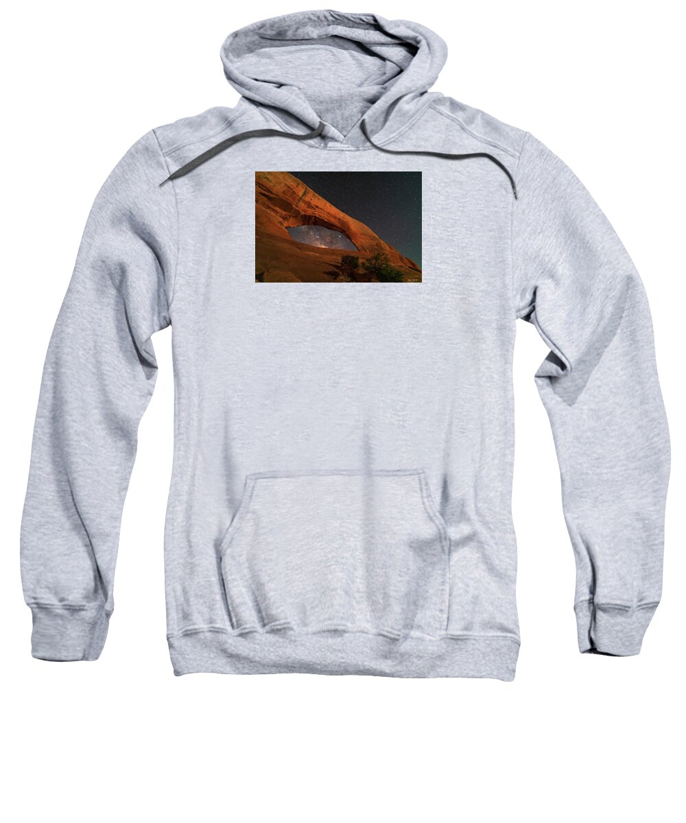 Wilson Arch Sweatshirt featuring the photograph Milky Way framed by Wilson Arch by Dan Norris