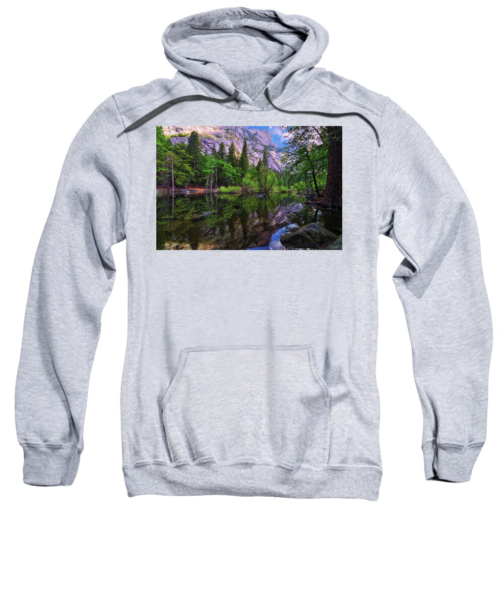 Mirror Lake Sweatshirt featuring the photograph Mirror Lake Morning Reflections by Greg Norrell