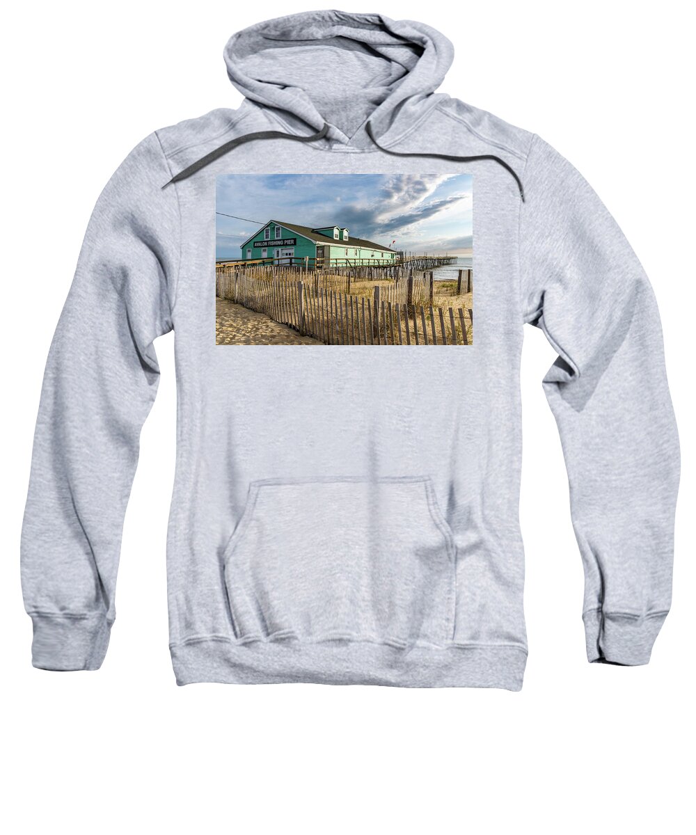 Ocean Sweatshirt featuring the photograph Morning at Avalon Pier 2 by Donna Twiford