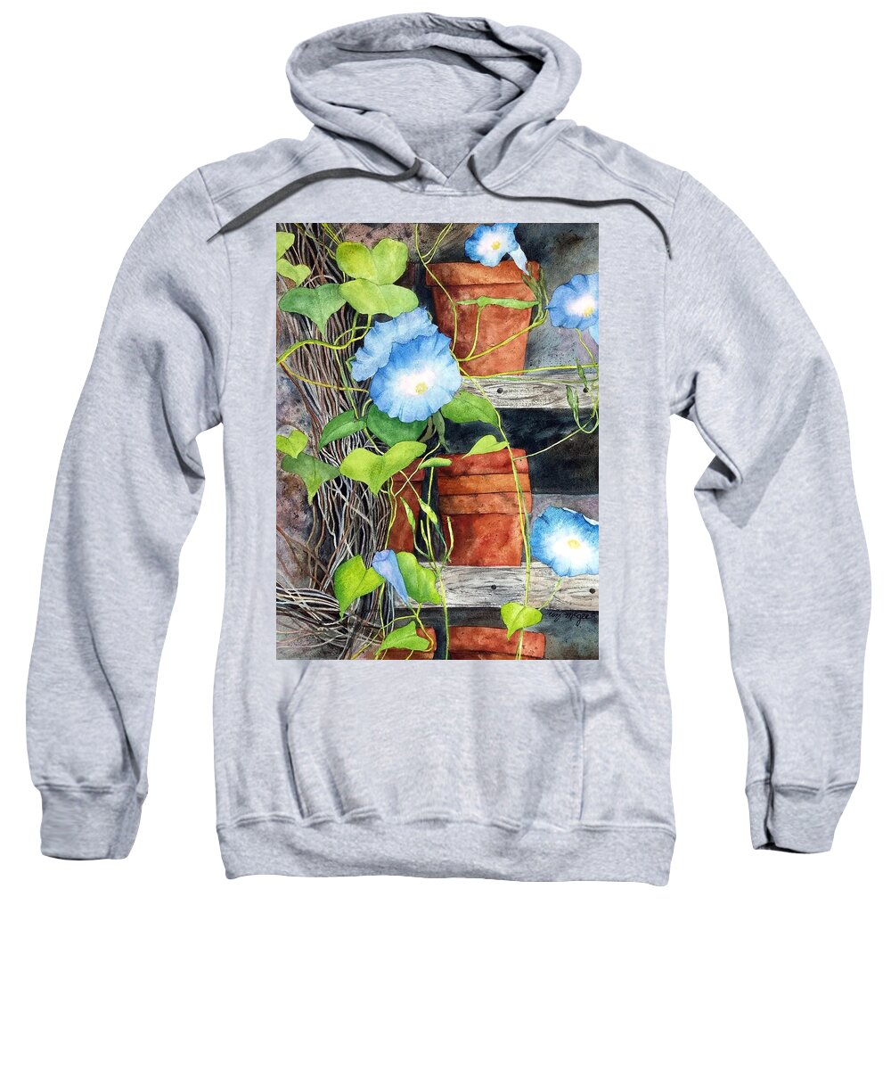Flowers Sweatshirt featuring the painting Morning Glories by Lizbeth McGee