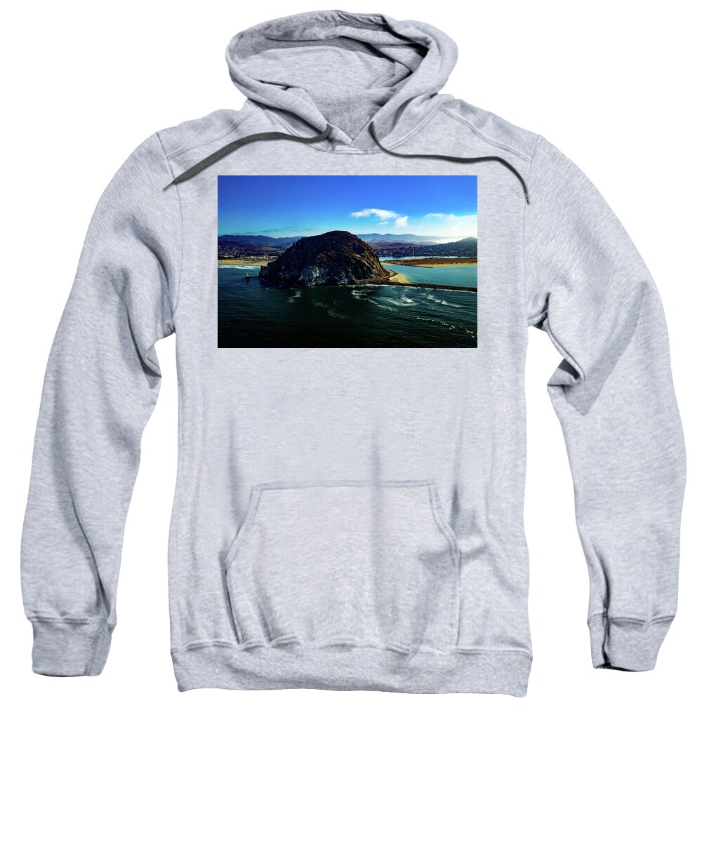 Steve Bunch Sweatshirt featuring the photograph Morro Bay Rock in the morning by Steve Bunch