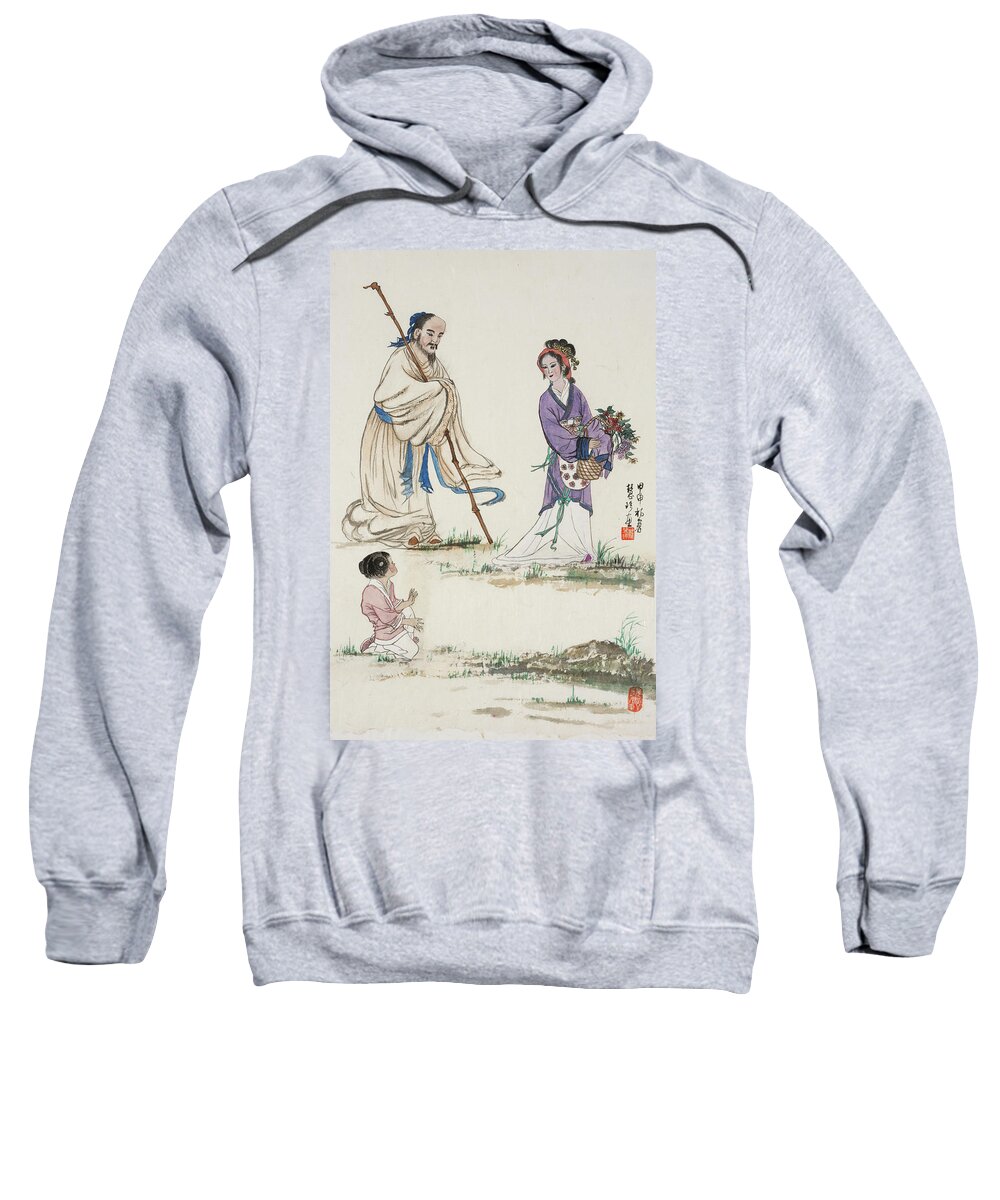 Chinese Watercolor Sweatshirt featuring the painting Mothers Eye by Jenny Sanders
