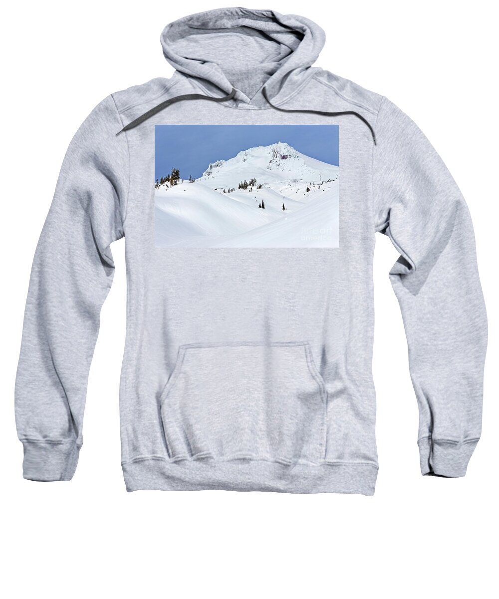 Snow Sweatshirt featuring the photograph Mount Hood beautiful snow covered winter landscape enticing by Robert C Paulson Jr