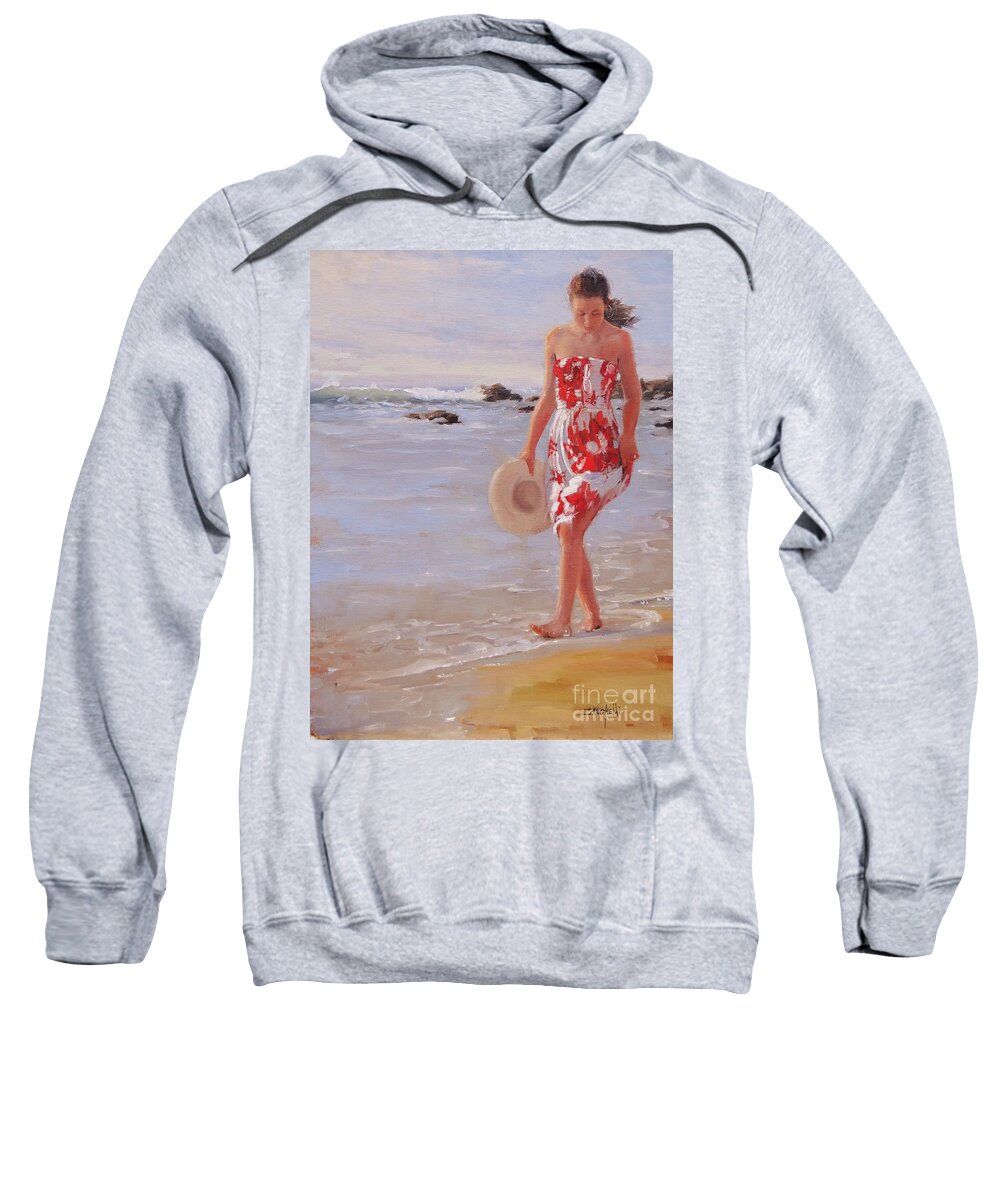 Tropical Sweatshirt featuring the painting My Happy Place by Laura Lee Zanghetti