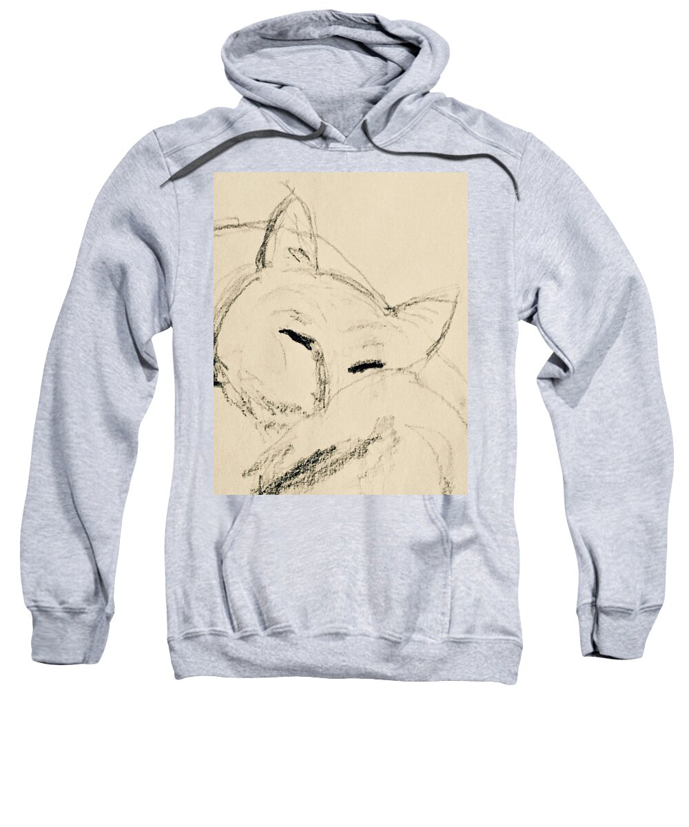 Nap Sweatshirt featuring the drawing Nap Cat by Debra Grace Addison
