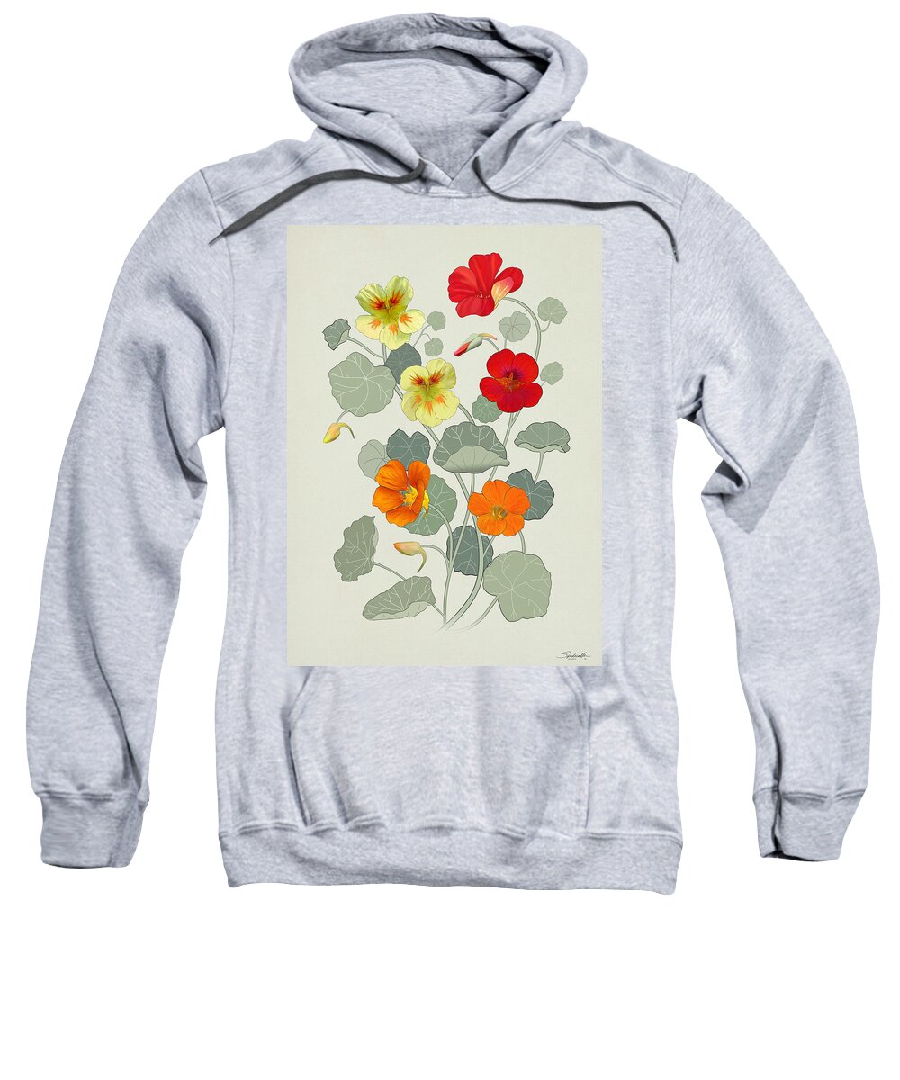 Flower Sweatshirt featuring the digital art Nasturtium by M Spadecaller