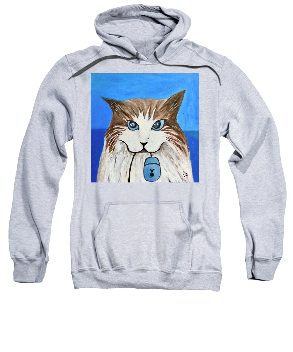 Cat Sweatshirt featuring the painting Nerd Cat by Victoria Lakes