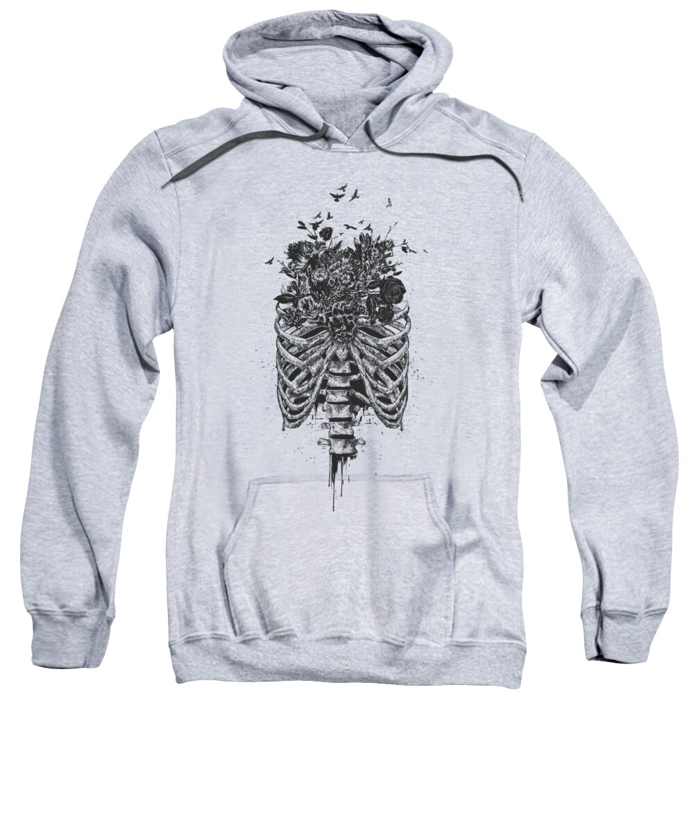 Skeleton Sweatshirt featuring the drawing New life by Balazs Solti