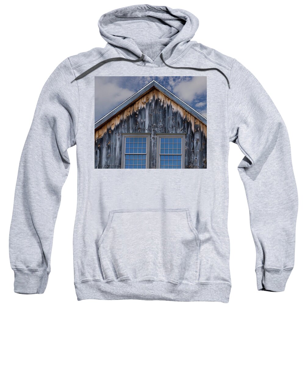 Barn Sweatshirt featuring the photograph New Windows on Old Barn by Phil Cardamone