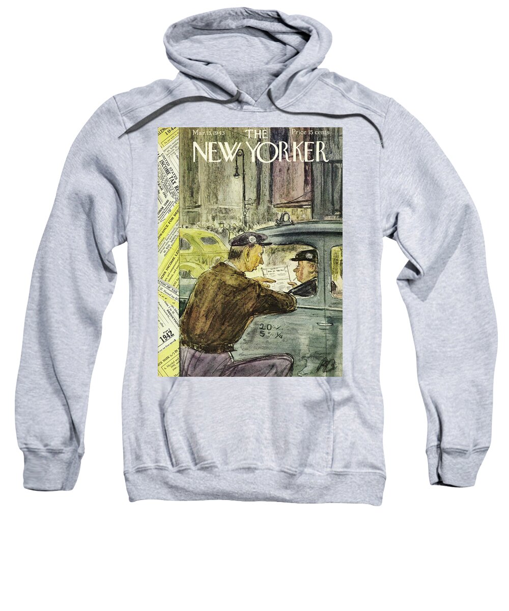 Auto Sweatshirt featuring the painting New Yorker March 13, 1943 by Perry Barlow