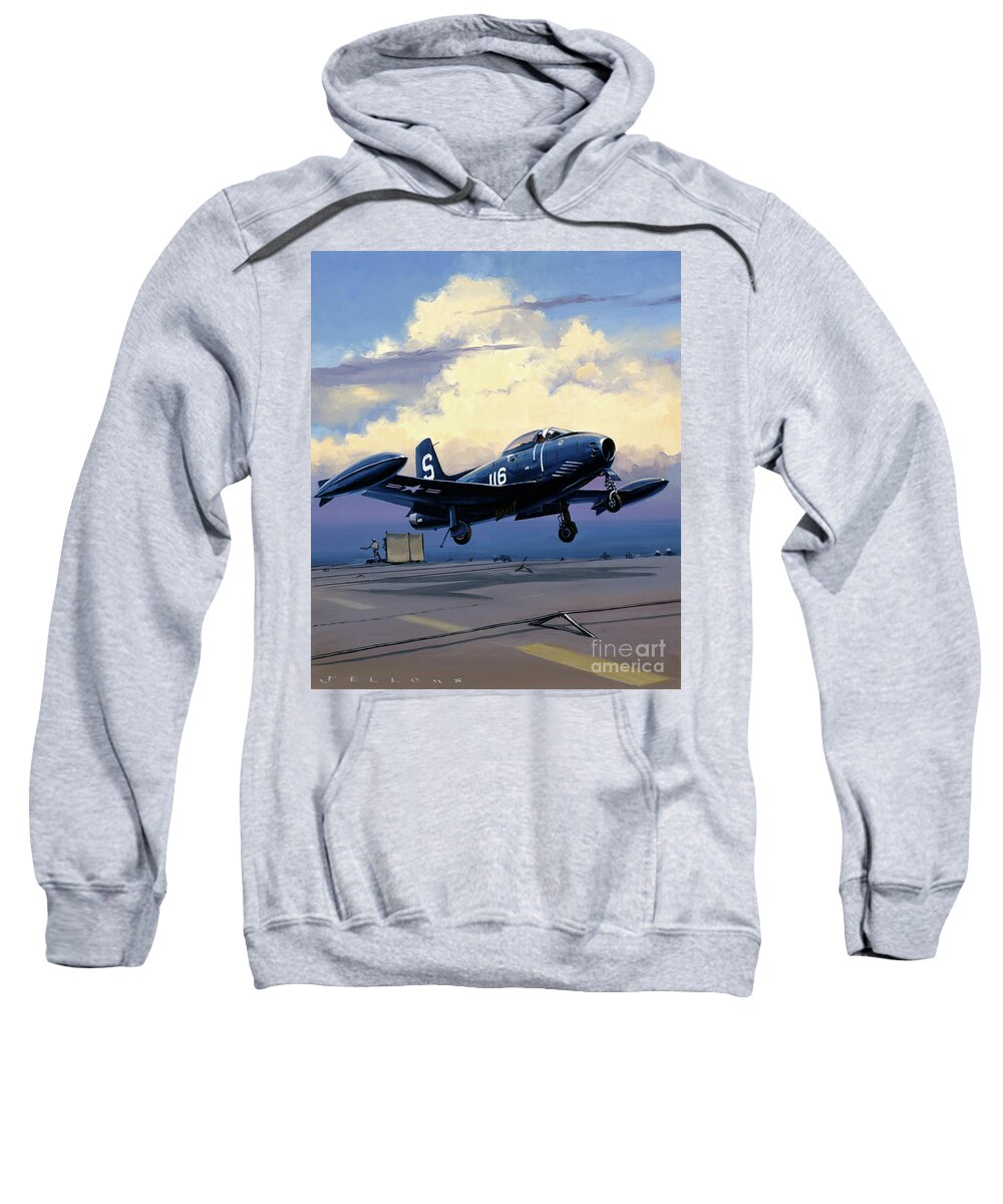Military Aircraft Sweatshirt featuring the painting North American FJ-1 Fury by Jack Fellows