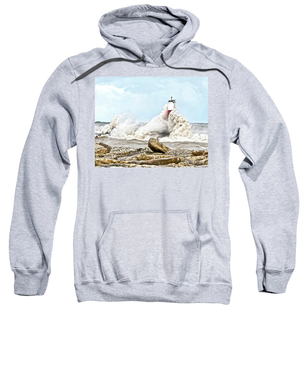 Lighthouse Art Sweatshirt featuring the photograph November Fury by Billy Knight