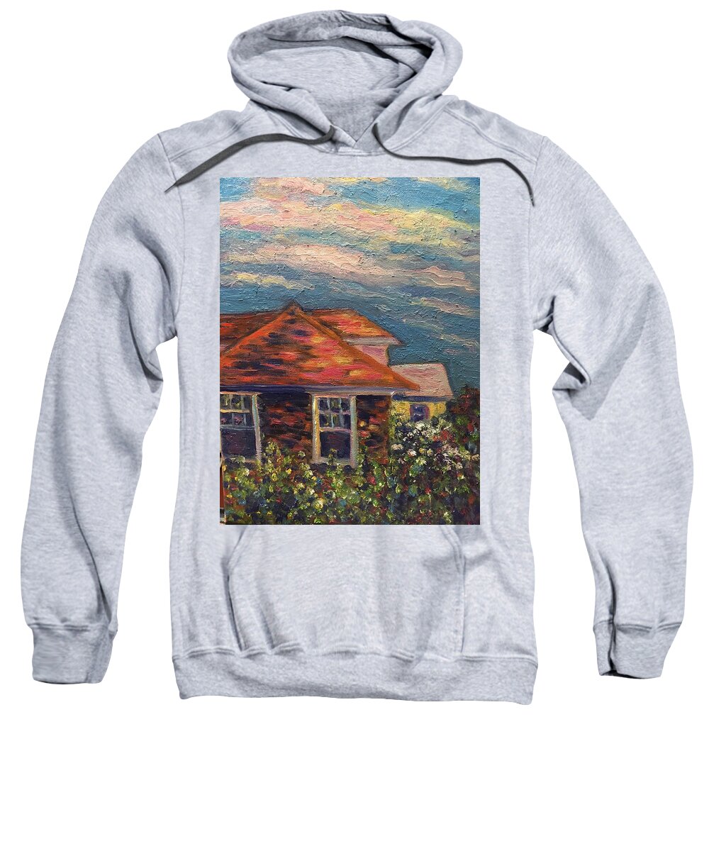 Nyack Sweatshirt featuring the painting Nyack roof tops by Beth Riso