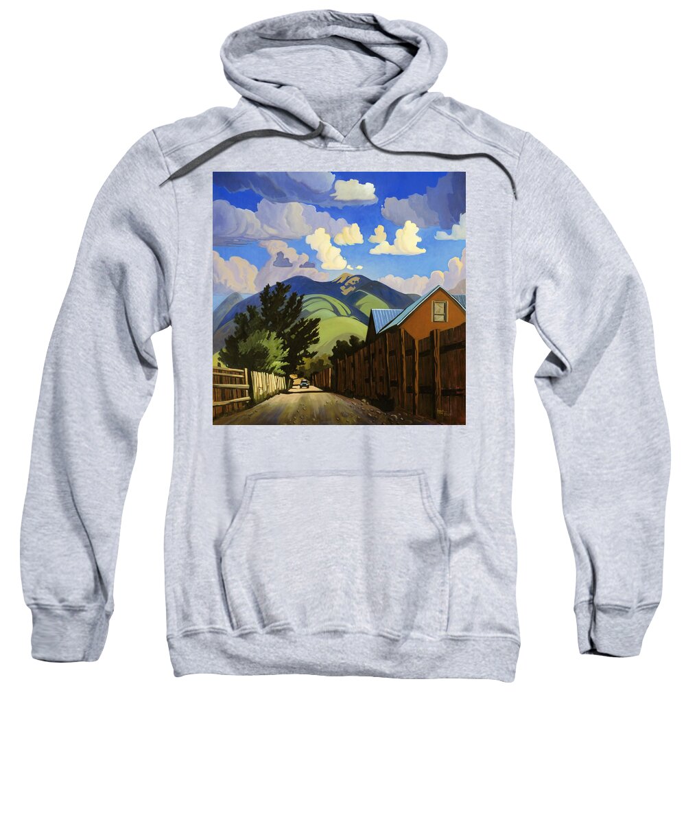 Taos Sweatshirt featuring the painting On the Road to Lili's by Art West