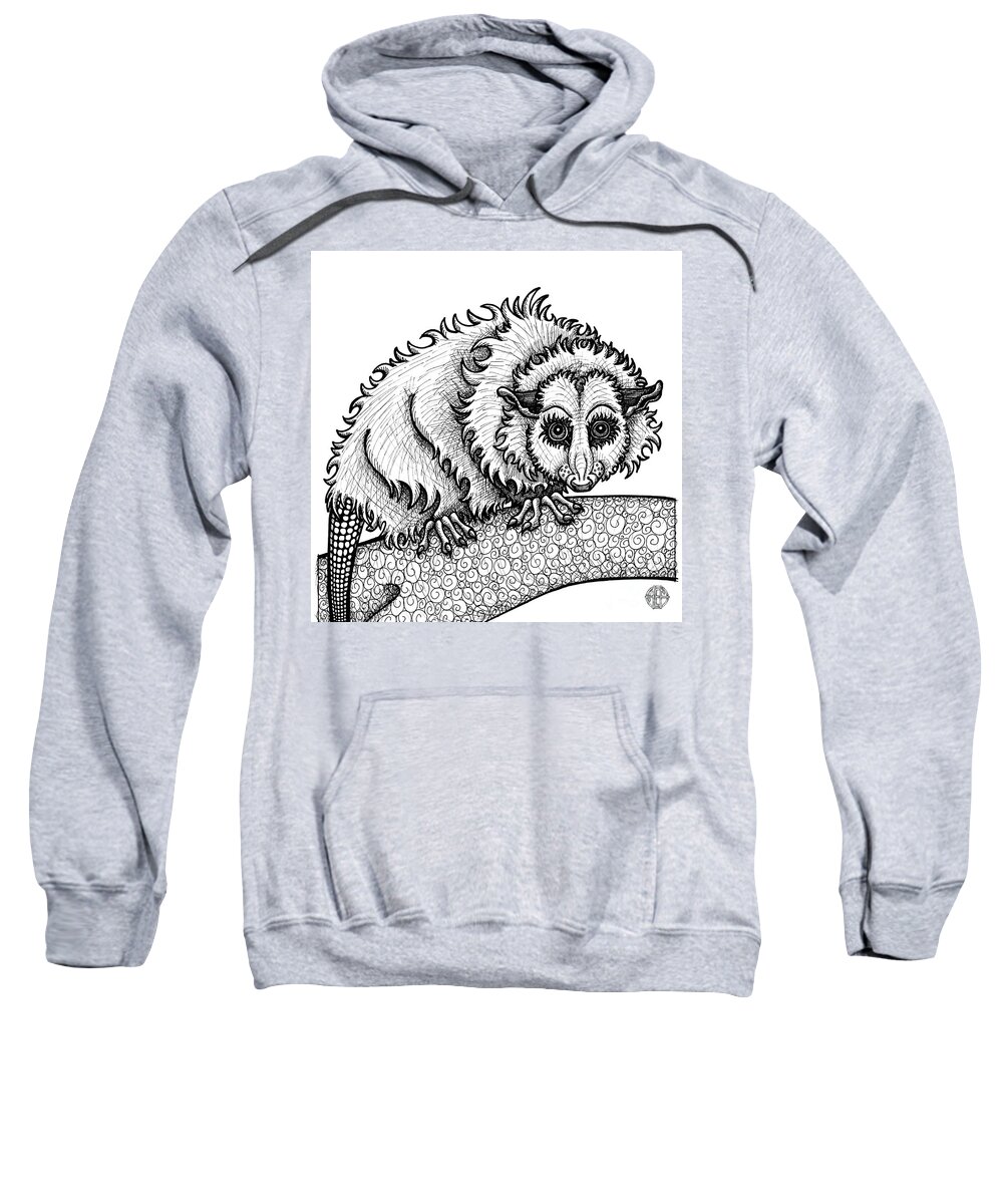 Opossum Sweatshirt featuring the drawing Opossum by Amy E Fraser