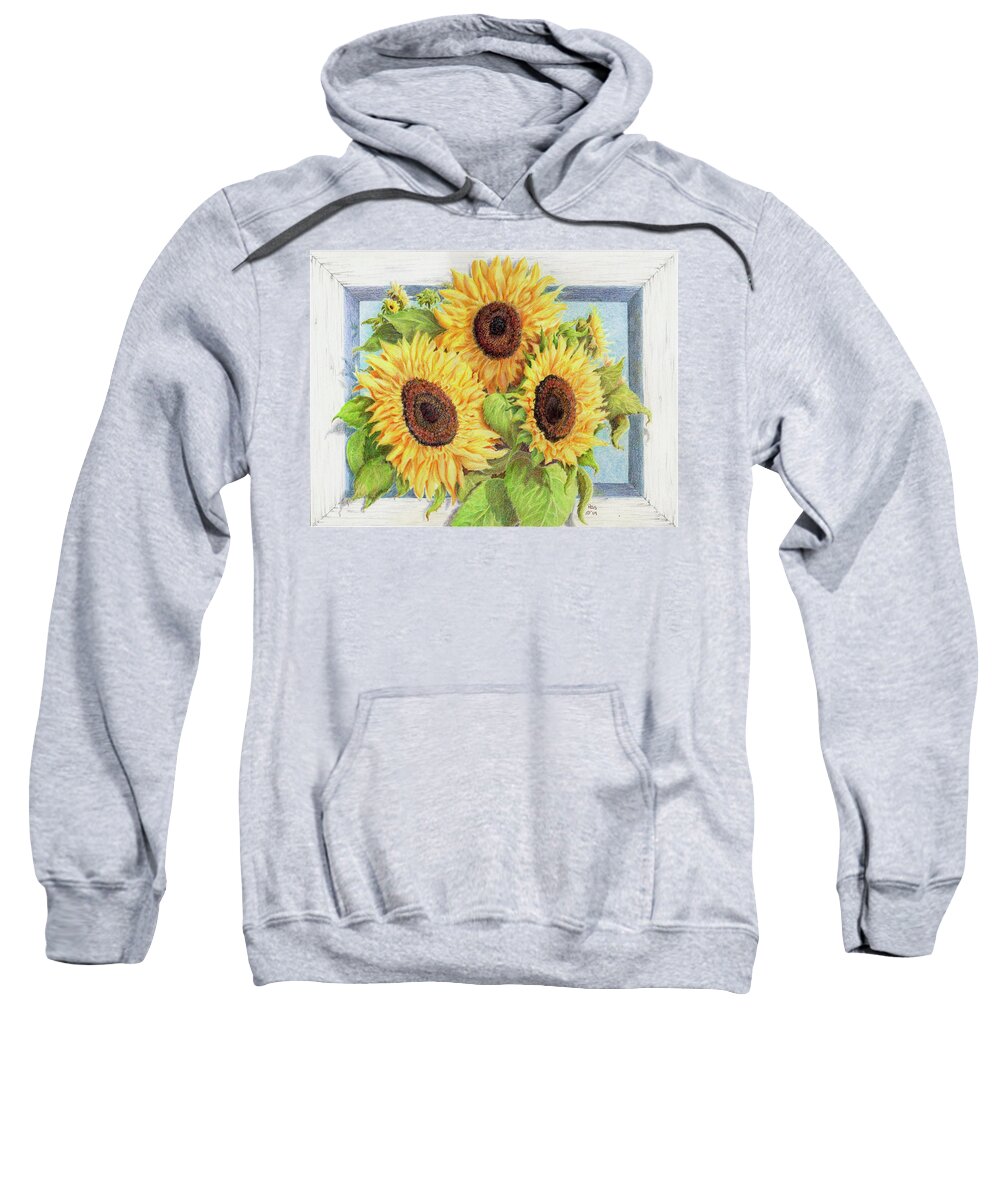 Flowers Sweatshirt featuring the drawing Out of the Box by Pris Hardy