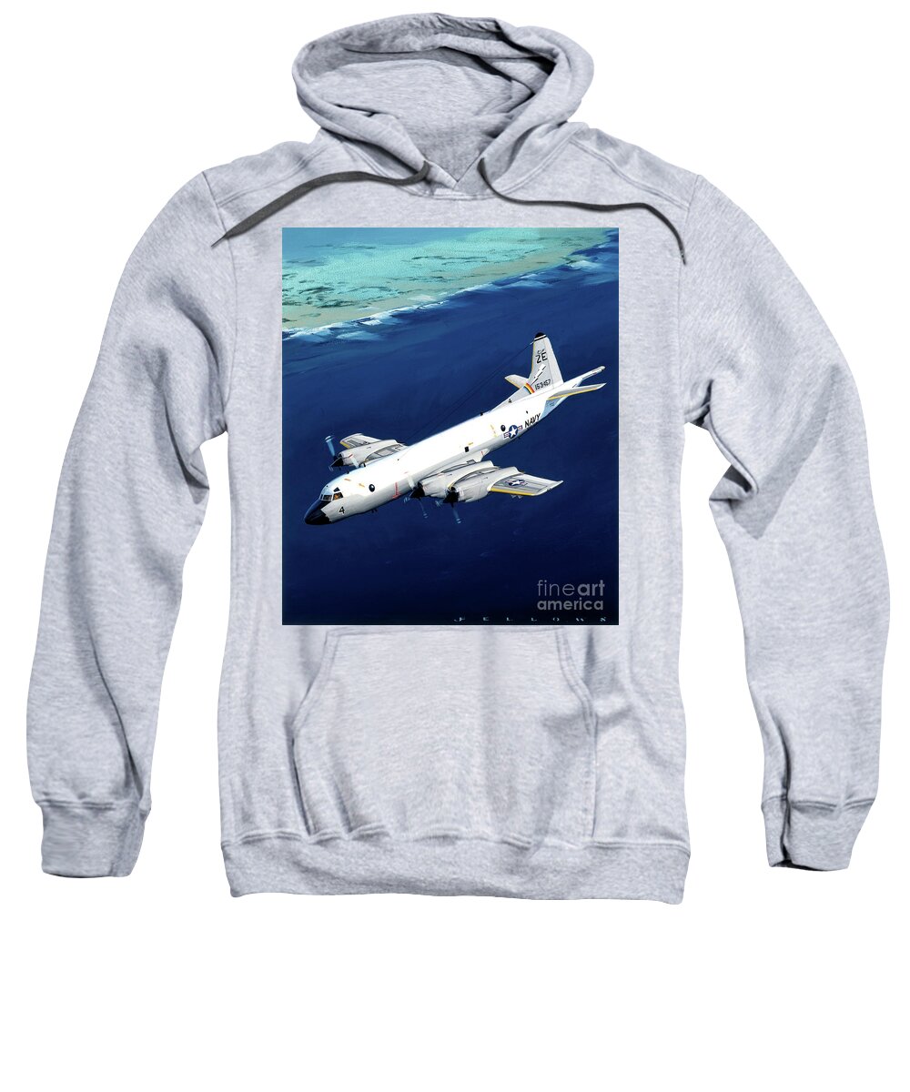 Military Aircraft Sweatshirt featuring the painting Lockheed P-3 Orion by Jack Fellows