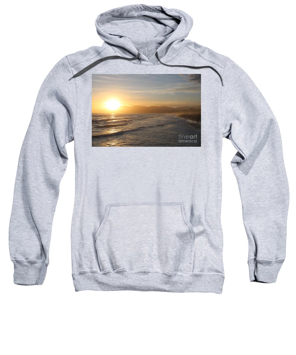 Sunset Sweatshirt featuring the photograph Pacific Sunset , Santa Monica, California by John Shiron