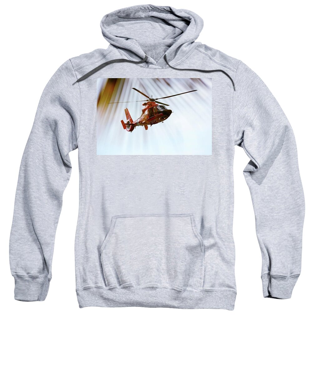 Helicopter Sweatshirt featuring the photograph Palm Chopper by Climate Change VI - Sales
