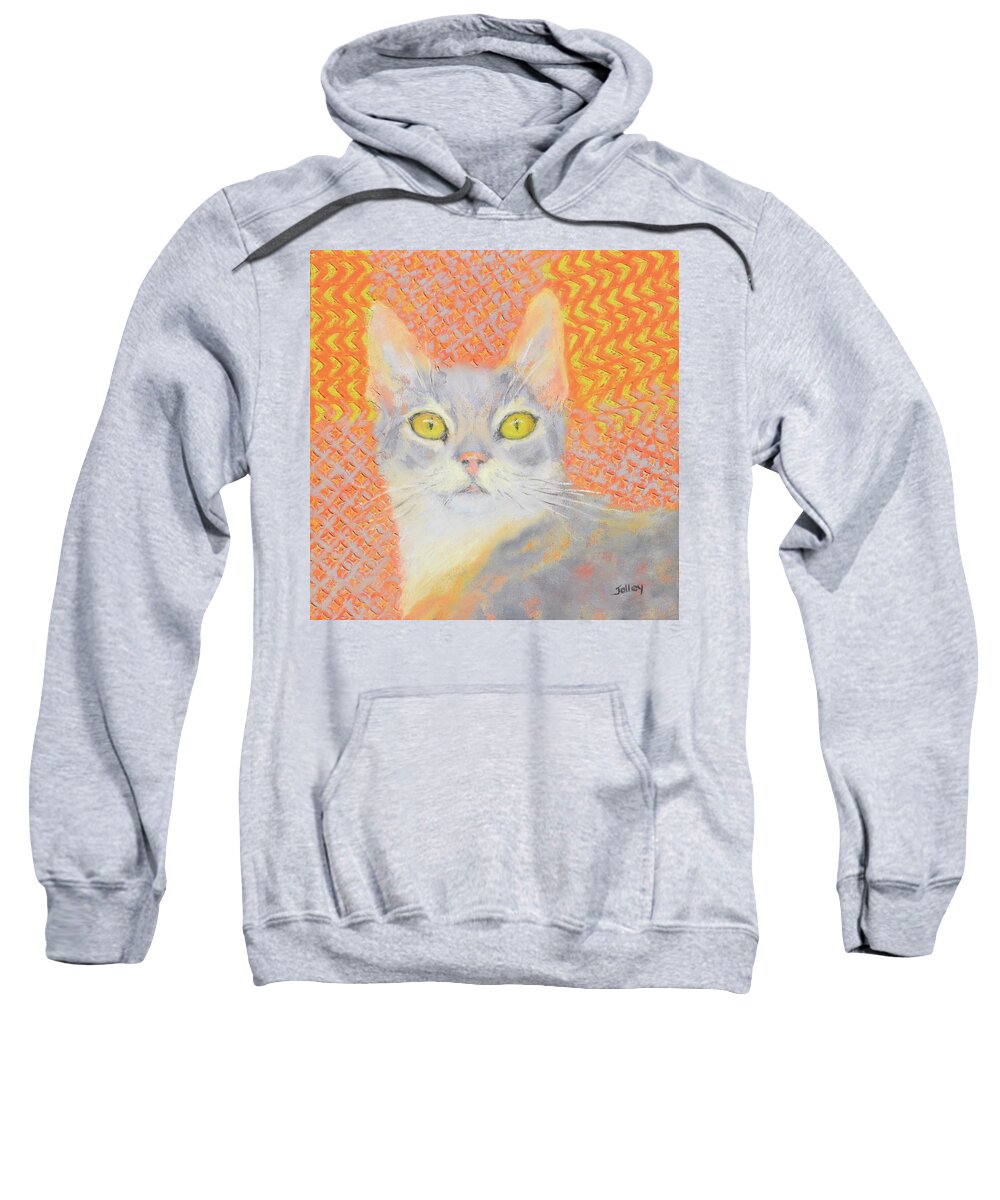 Cat Sweatshirt featuring the painting Pearl by Nancy Jolley