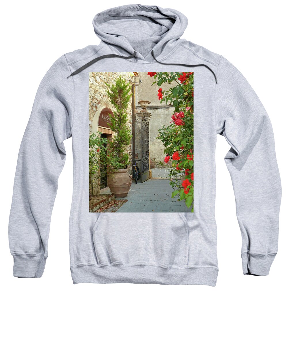 Montefollonico Sweatshirt featuring the photograph Picturesque Montefollonico Alley by Norma Brandsberg
