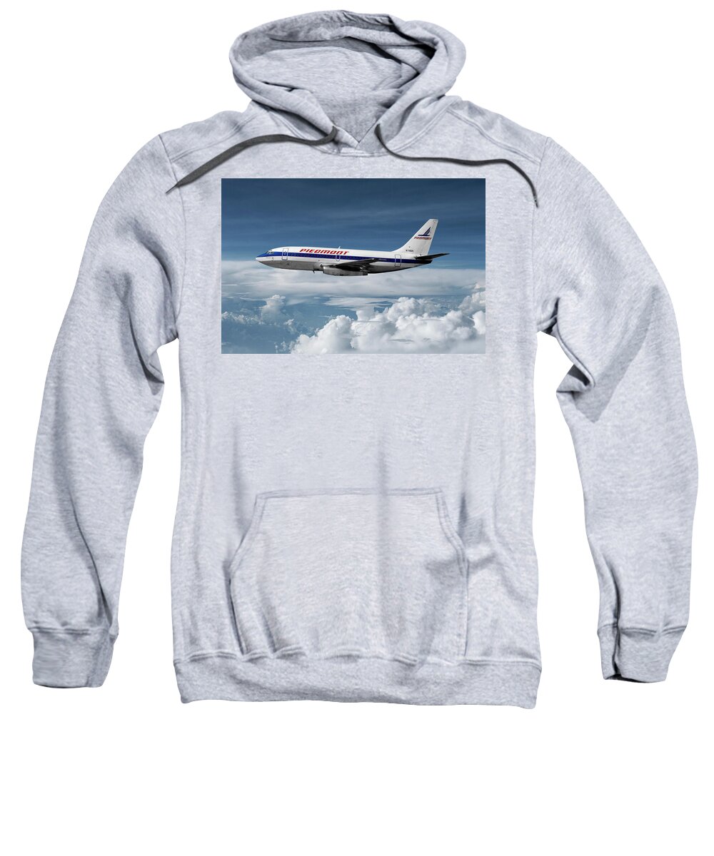 Piedmont Airlines Sweatshirt featuring the mixed media Piedmont Airlines Boeing 737 by Erik Simonsen