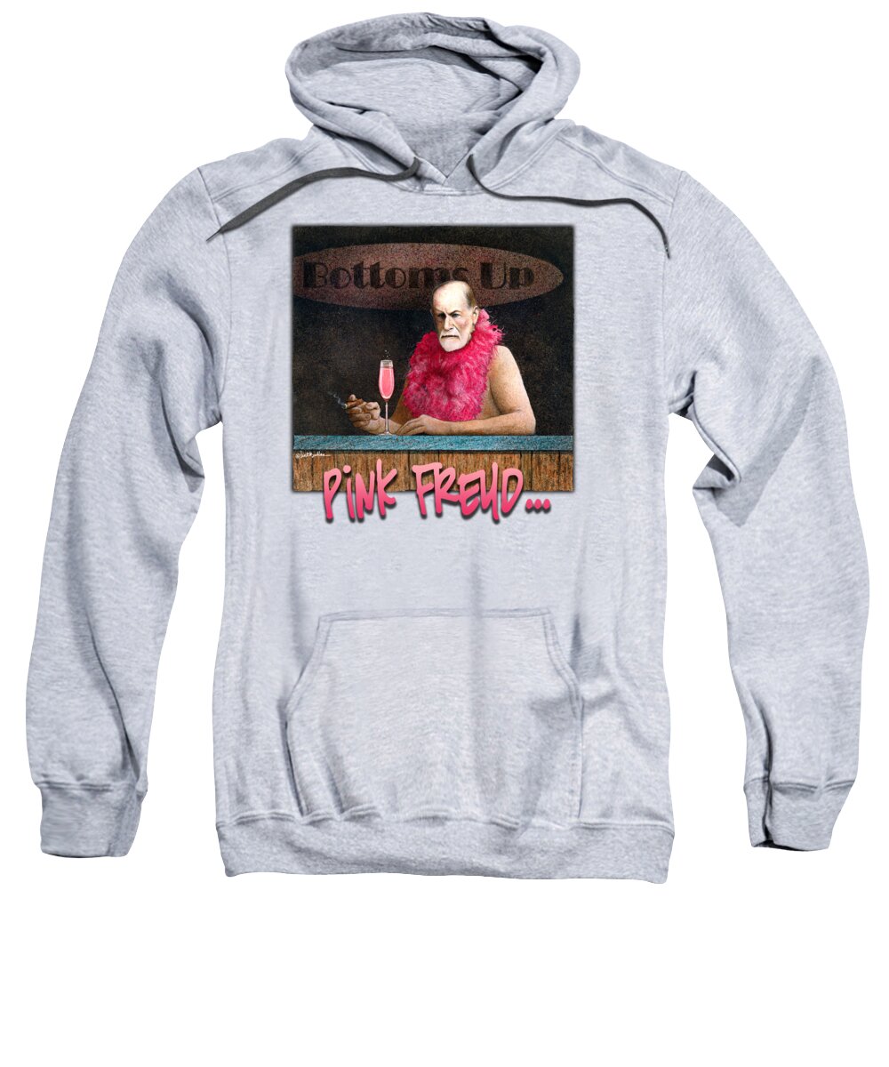 Humor Sweatshirt featuring the painting Pink Freud... by Will Bullas
