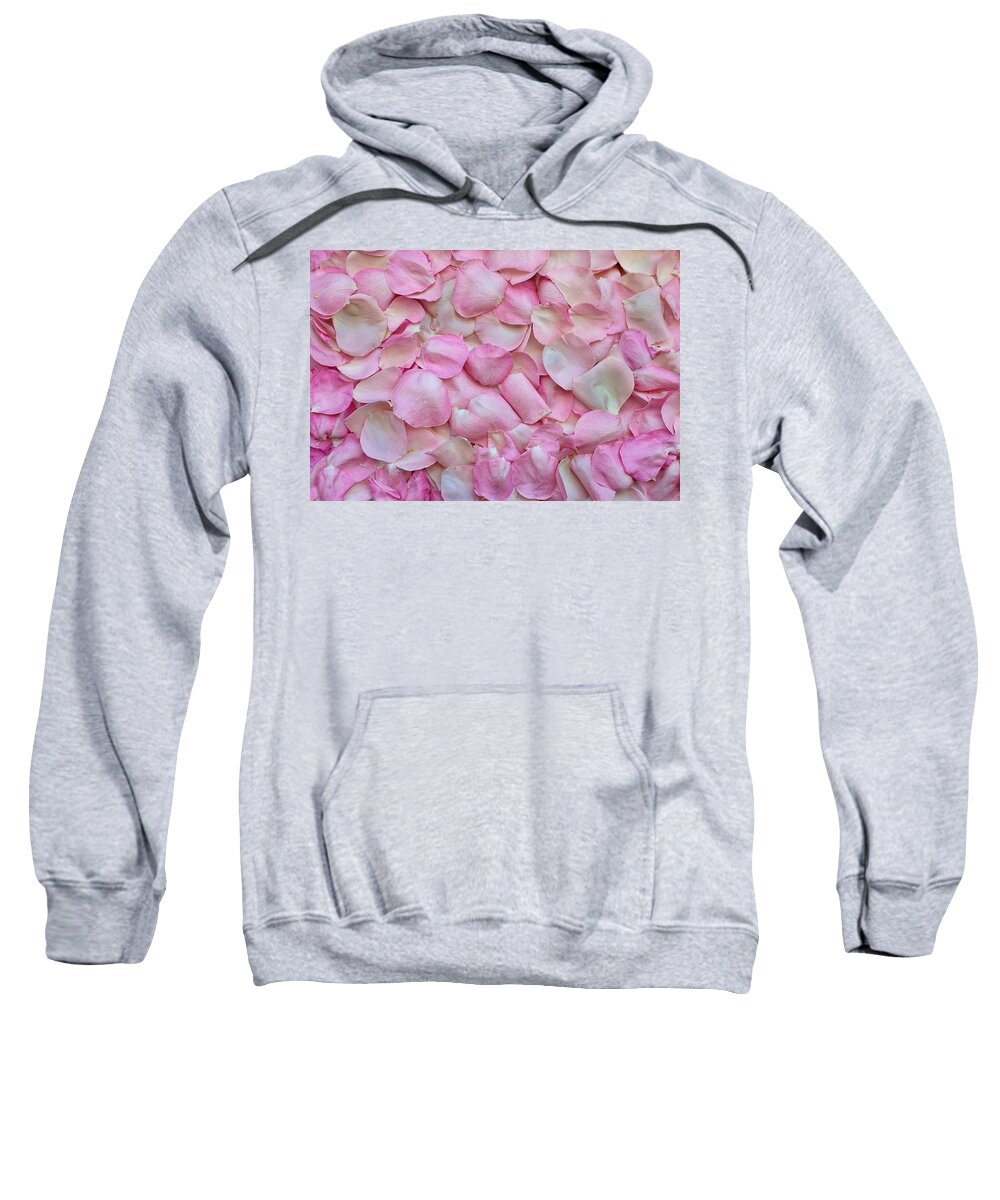 Flower Sweatshirt featuring the photograph Pink rose petals by Top Wallpapers